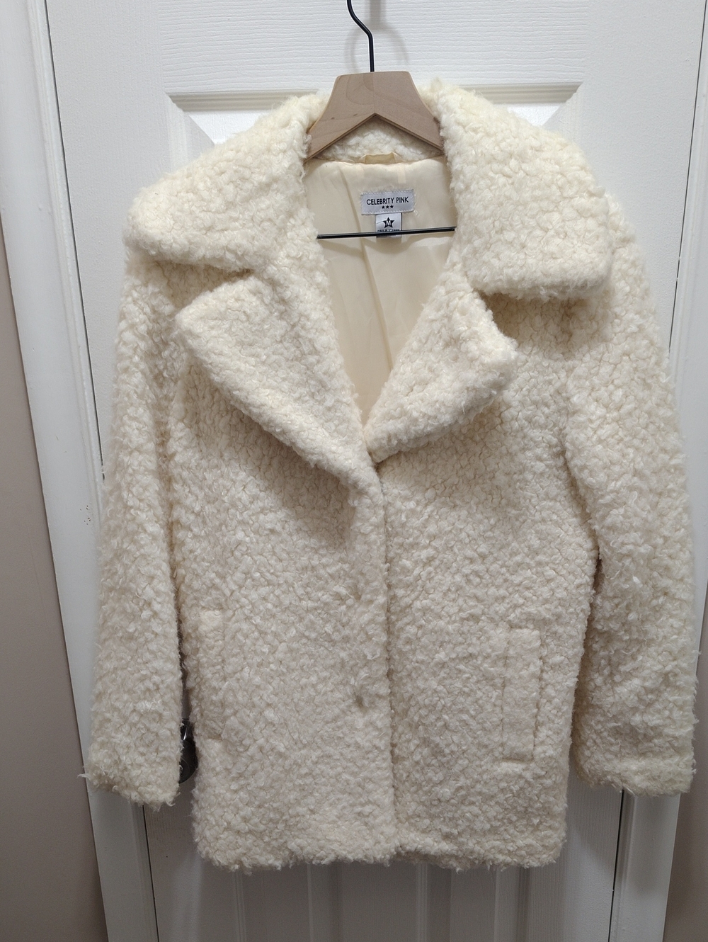 Celebrity Pink Cream Faux Shearling Teddy Jacket